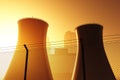 Nuclear Power Station Cooling Towers Sunset Royalty Free Stock Photo