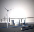 Nuclear Power Station - 3d Illustration Royalty Free Stock Photo