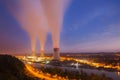 Nuclear Power Station At Night Royalty Free Stock Photo