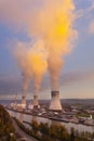 Nuclear Power Station At Sunset Royalty Free Stock Photo