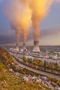 Nuclear Power Station At Sunset Royalty Free Stock Photo