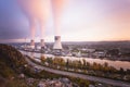 Nuclear Power Station At Sunset Royalty Free Stock Photo