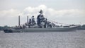 Nuclear-powered heavy missile cruiser of the Russian Navy on a parade raid in Kronstadt