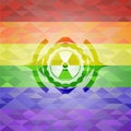 Nuclear, radioactive icon inside lgbt colors emblem