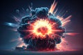 nuclear reaction. atomic particle explosions illustration. Generative AI