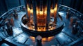 Nuclear reactor core with fuel rods in place Royalty Free Stock Photo