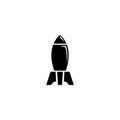 Nuclear Rocket Air Bomb, Atomic Bombshell. Flat Vector Icon illustration. Simple black symbol on white background. Nuclear Rocket Royalty Free Stock Photo