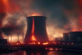 Radioactive nuclear reactors on fire of Chernobyl