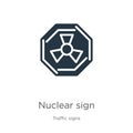 Nuclear sign icon vector. Trendy flat nuclear sign icon from traffic signs collection isolated on white background. Vector Royalty Free Stock Photo