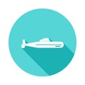 nuclear submarine icon in Flat long shadow. One of Ships collection icon can be used for UI/UX Royalty Free Stock Photo