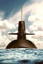 Nuclear submarine in the ocean. Royalty Free Stock Photo