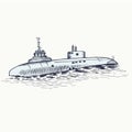 The nuclear submarine surfaced from the depths of the sea Royalty Free Stock Photo