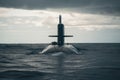 Nuclear submarine surfaced in the ocean. Created with Generative AI technology Royalty Free Stock Photo