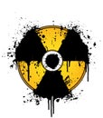 Nuclear symbol ink splatter yellow and black Royalty Free Stock Photo