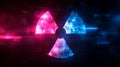 Nuclear symbol radiation sign cyber security digital background glowing neon binary code data safety dark concept nuclear symbol Royalty Free Stock Photo