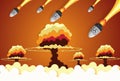 Nuclear war - atom bombs falling on the city Royalty Free Stock Photo