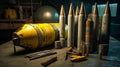 The nuclear warhead and Missiles are ready to be launched. Hypersonic Weapons of mass destruction. Nuclear rockets are ready to Royalty Free Stock Photo