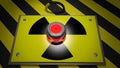 Nuclear warning sign with red button