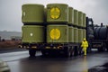 nuclear waste being transported in special containers for permanent storage