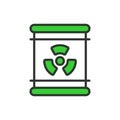 Nuclear waste, in line design, green. Nuclear, Waste, Radioactive, Hazardous, Disposal, Energy, Safety, on white Royalty Free Stock Photo