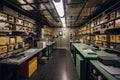 nuclear waste repository, with monitoring equipment and safety protocols in place