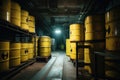 nuclear waste storage facility with radiation signs and warning symbols Royalty Free Stock Photo