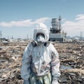 Nuclear Watchdog Chief Inspects the Territory of the Nuclear Power Plant After the Accident extreme closeup. Generative AI