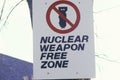 A nuclear weapon free zone sign