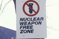 A nuclear weapon free zone sign Royalty Free Stock Photo
