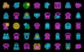 Nuclear weapon icons set vector neon Royalty Free Stock Photo