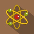Nucleus and orbiting electrons icon, flat style Royalty Free Stock Photo