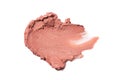 Nude color matte lipstick or lip gloss smear