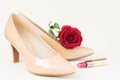 Nude colored high heels still life Royalty Free Stock Photo