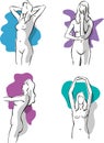 Nude female in four plastic poses