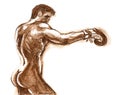 Nude Male Boxer Watercolor Illustration in Sepia Brown