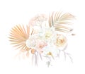 Nude, rust, beige, white flowers, rose, dahlia, orchid, hydrangea flower, pampas grass, fern, dried palm leaves