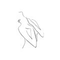 Nude woman face abstract silhouette, continuous line drawing, small tattoo, print for clothes and logo design Royalty Free Stock Photo