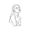 Nude woman face abstract silhouette, continuous line drawing, small tattoo, print for clothes and logo design Royalty Free Stock Photo