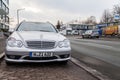 Mercedes Benz car stands on a parking stripe