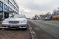 Mercedes Benz car stands on a parking stripe