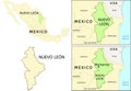 Nuevo Leon state location on map of Mexico