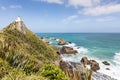 Nugget Point Lighthouse, is a popular tourist destination on New Zealand`s Catlins Coast Royalty Free Stock Photo