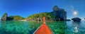 Nui Beach in Koh Phi Phi Don at sunset, Thailand. Panoramic view Royalty Free Stock Photo