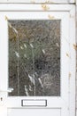 Nuisance bird pest droppings. Dirty mess covering house door win