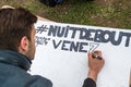 'Nuit Debout' or 'Standing night' in PLace de la Republique Royalty Free Stock Photo