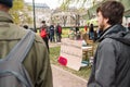 'Nuit Debout' or 'Standing night' in PLace de la Republique