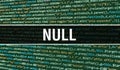 Null concept with Random Parts of Program Code. Null with Programming code abstract technology background of software developer