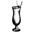 The Hurricane Drink Hand Drawn Sketch of Historic New Orleans Cocktail