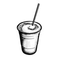 Frozen Irish Coffee Hand Drawn Sketch of Historic New Orleans Cocktail Royalty Free Stock Photo