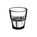 Sazerac Glass Hand drawn Typography Cocktail New Orleans